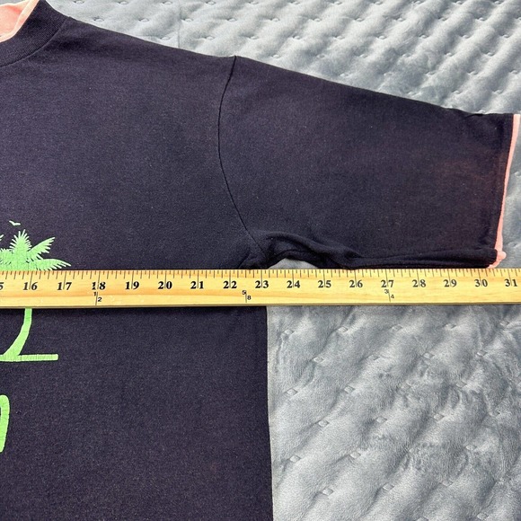 VINTAGE 90s Surf Shirt Adult Extra Large Black Pink Single Stitch Daytona Beach - Picture 9 of 13